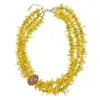 Farra Women's Bohemian Vibrant Multi-layer Yellow Coral Bamboo Statement Necklace In Yellow