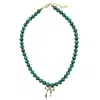 Farra Women's Brown Gift Idea Malachite With Butterfly Knot Pendant Necklace