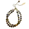 Farra Women's Brown Heart Shaped Tiger-eye Stone Double Layers Bracelet In Brown