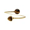 Farra Women's Brown Tiger-eye Stone Bangle