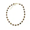 Farra Women's Brown Tiger Eye Stone Minimalist Choker Necklace