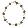 Farra Women's Brown Tiger-eye Stone With Chain Modern Necklace In Brown