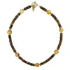 Farra Women's Brown Tiger-eye With Heart Shaped Citrine Short Necklace