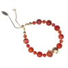Farra Women's Christmas Style Matte Red Agate Adjustable Bracelet In Red