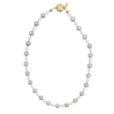 Farra Women's Classic Gray And White Natural Freshwater Pearls Short Necklace