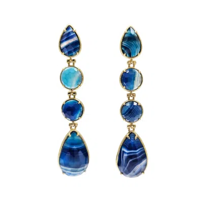 Farra Women's Elegant Blue Agate Dangle Earrings