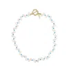 Farra Women's Flower Petal Freshwater Pearls With Blue Turquoise Choker