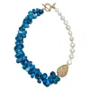 Farra Women's Freshwater Pearls & Floral Blue Bamboo Coral Necklace In Blue