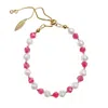 Farra Women's Freshwater Pearls And Pink Rhodochrosite Adjustable Bracelet In Pink