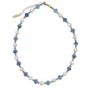 Farra Women's Freshwater Pearls With Blue Jade Choker Necklace