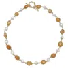 Farra Women's Freshwater Pearls With Orange Moonstone Statement Necklace In Orange