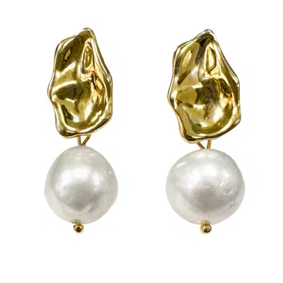 Farra Women's Gold Freshwater Pearls Modern Earrings