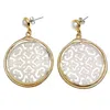 Farra Women's Gold / White Cut Out Shell Earrings