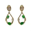 Farra Women's Green Agate Frame Dangle Statement Earrings