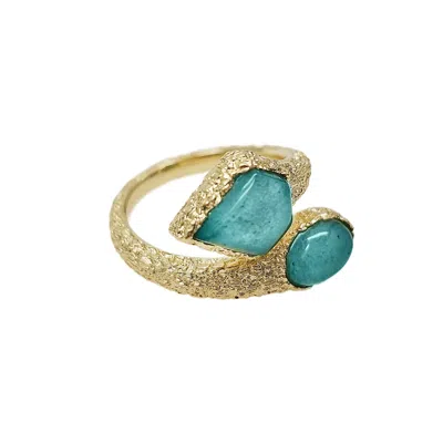 Farra Women's Green Amazonite Stone Open Ring
