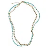Farra Women's Green Amazonite With Flower Chain Double Layers Necklace