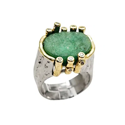 Farra Women's Green Aventurine Stone Setting Ring