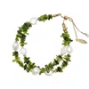 Farra Women's Green Bamboo Coral With Freshwater Pearls Double Layers Bracelet In Green