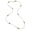 Farra Women's Green Bamboo Coral Wth Freshwater Pearls Long Necklace In Green