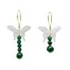 Farra Women's Green Butterfly-shaped Shell With Malachite Statement Earrings In Green