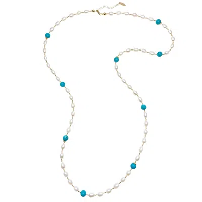 Farra Women's Green Freshwater Pearls With Amazonite Multi-way Necklace