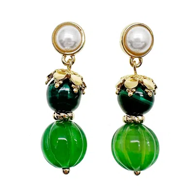 Farra Women's Green Gemstone Adorable Dangle Earrings