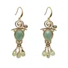 Farra Women's Green Gemstone Chandelier Earrings