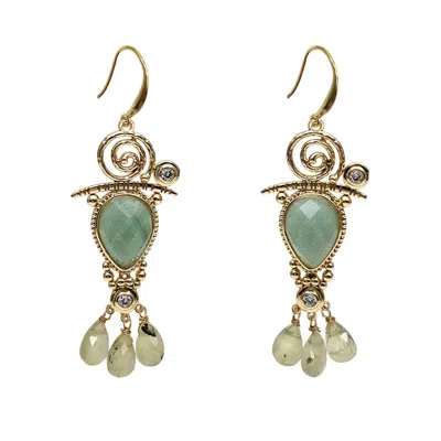 Farra Women's Green Gemstone Chandelier Earrings