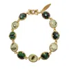 Farra Women's Green Gemstone Stones Box Clasp Bracelet