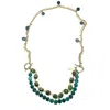 Farra Women's Green Gemstone With Chain Versatile Necklace
