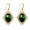Farra Women's Green / Gold Epidote Hook Earrings In Multi