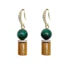 Farra Women's Green Golden Coral With Malachite Dangle Earrings