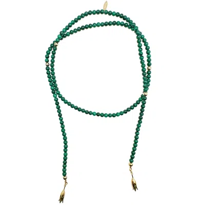 Farra Women's Green Malachite Open Ended Versatile Necklace In Gray