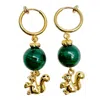 Farra Women's Green Malachite With Squirrel Dangle Earrings In Green