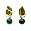 Farra Women's Green Minimalist Malachite Dangle Earrings In Green