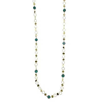 Farra Women's Green Modern Style Chain With Malachite Long Necklace