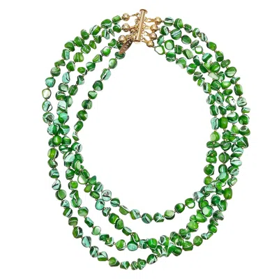 Farra Women's Green Natural Shell Multi-layers Necklace