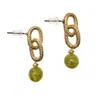 Farra Women's Green Opal Dangle Modern Earrings In Green