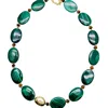 Farra Women's Green Oval Malachite Statement Necklace
