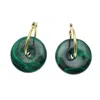 Farra Women's Green Round Malachite Earrings
