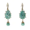 Farra Women's Green Teardrop Amazonite Dangle Earrings