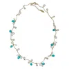 Farra Women's Green Teardrop Crystal And Amazonite Charm Delicate Necklace Necklace