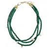 Farra Women's Green / White Malachite & Freshwater Pearls Triple Strands Necklace In Multi