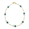 Farra Women's Green / White Malachite With Freshwater Pearls Versatile Choker Or Bracelet
