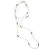 Farra Women's Green / White Malachite With Freshwater Pearls Versatile Long Necklace