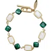 Farra Women's Green / White Moonstone With Malachite Gemstone Bracelet
