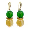 Farra Women's Green / Yellow Citrine And Green Agate Earrings In Multi