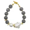 Farra Women's Grey Baroque & Labradorite Bracelet