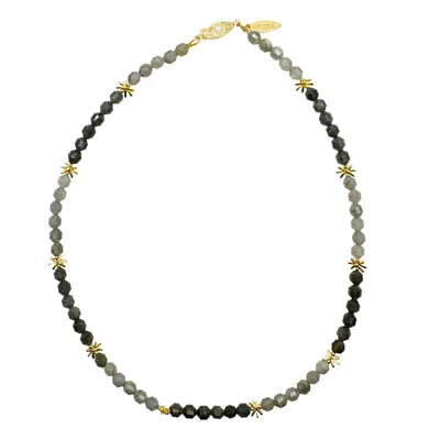 Farra Women's Grey Exquisite Gray Color Natural Labradorite Necklace In Gold
