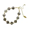 Farra Women's Grey Heart Shaped Labradorite Adjustable Bracelet In Gray